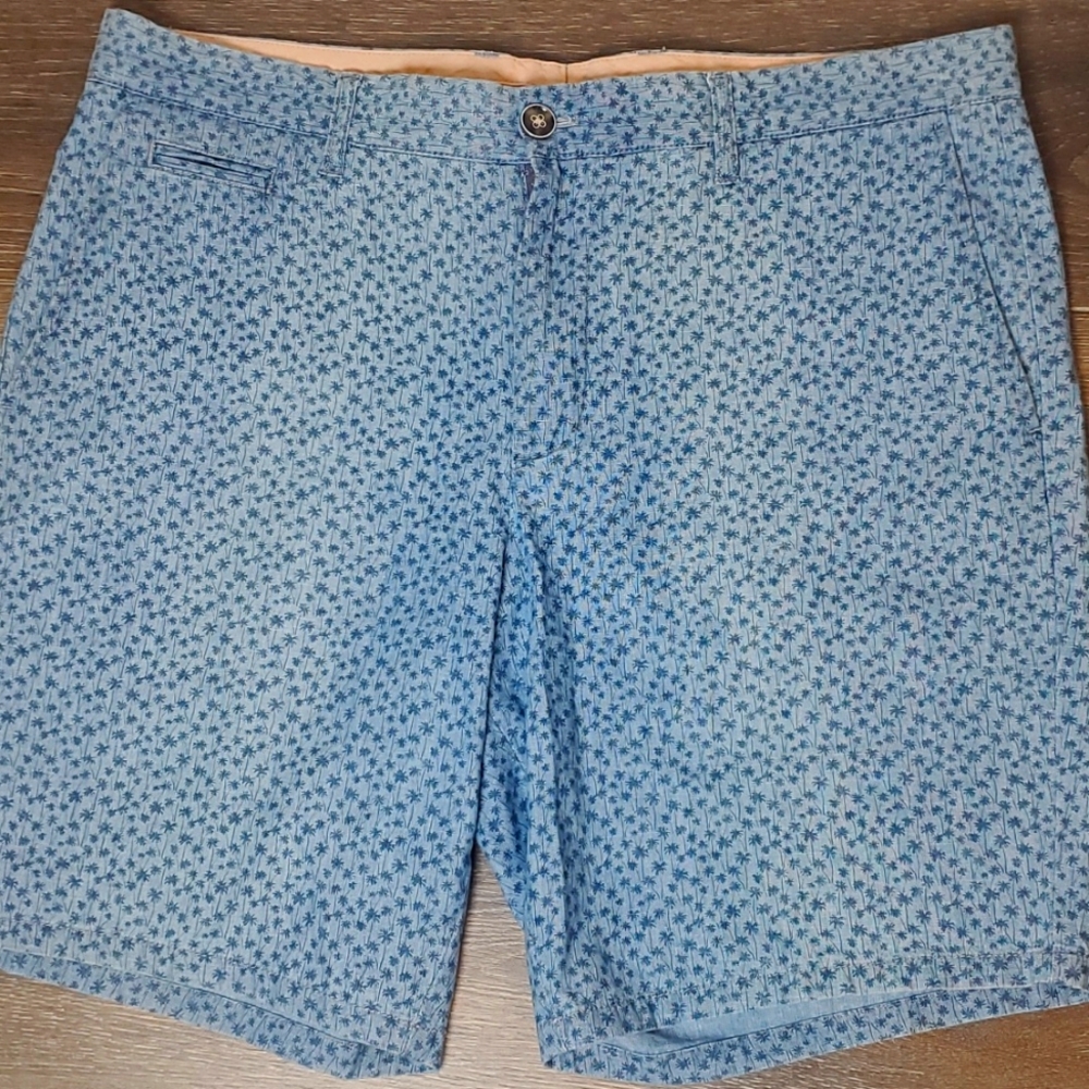 JOHNNIE-O Mens 33 Blue Palm Tree Shorts 100%‎ Cotton